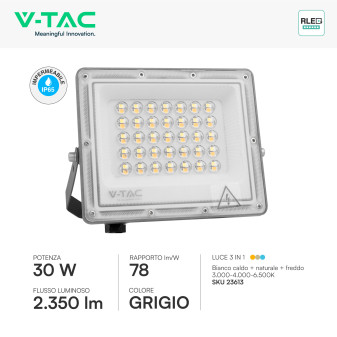 V-Tac VT-44030CCT Faro LED 30W SMD IP65 Led Sostituibili