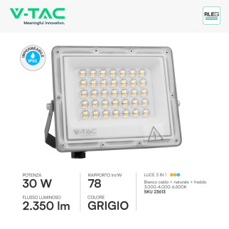 V-Tac VT-44030CCT Faro LED 30W SMD IP65 Led Sostituibili