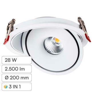 V-Tac Faretto LED COB 28W Incasso Rotondo Orientabile CCT