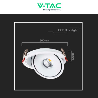 V-Tac Faretto LED COB 28W Incasso Rotondo Orientabile CCT