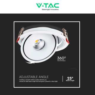 V-Tac Faretto LED COB 28W Incasso Rotondo Orientabile CCT