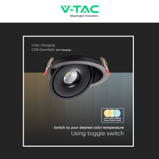 V-Tac Faretto LED COB 28W Incasso Rotondo Orientabile CCT