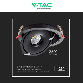 V-Tac Faretto LED COB 28W Incasso Rotondo Orientabile CCT