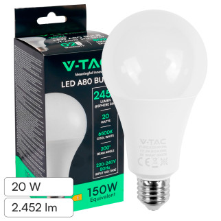 V-Tac Lampadina LED E27 20W Goccia A80 SMD Opaca