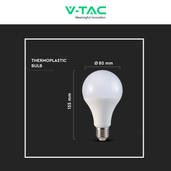 V-Tac Lampadina LED E27 20W Goccia A80 SMD Opaca