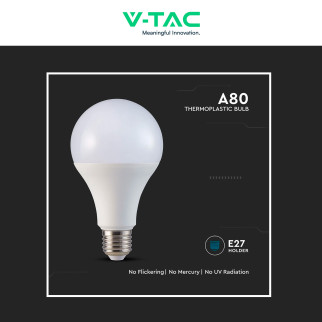 V-Tac Lampadina LED E27 20W Goccia A80 SMD Opaca