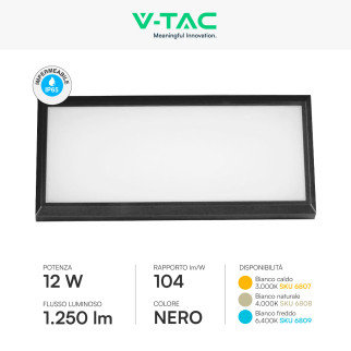 VT-8054 Lampada LED da Muro 12W SMD IP65 Colore Nero V-Tac