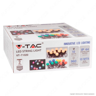 VT-71020 Catena da 20 Lampadine LED Mini Globo Bianche IP44 V-Tac