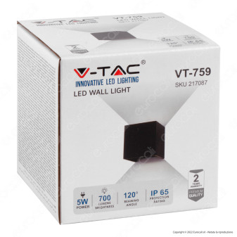 VT-759-12 Lampada LED da Muro 11W Nera con Doppio LED SMD IP65 V-Tac
