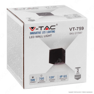 VT-759-12 Lampada LED da Muro 11W Nera con Doppio LED SMD IP65 V-Tac