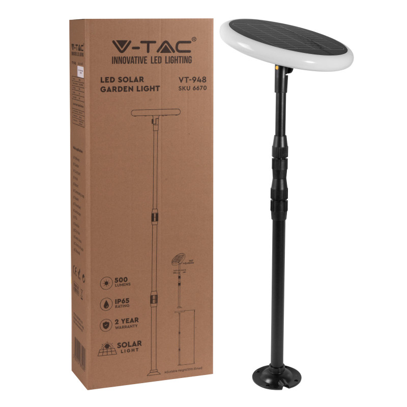VT-948 LED Solar Garden Light 8W IP65 con Sensore Crepuscolare V-Tac
