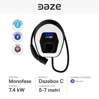 Wall Box Daze 7,4kW Monofase Dazebox Home C con Cavo Tipo 2