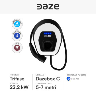 Wall box Daze C 22,2kW Trifase Cavo Tipo 2 Bluetooth Wi-Fi