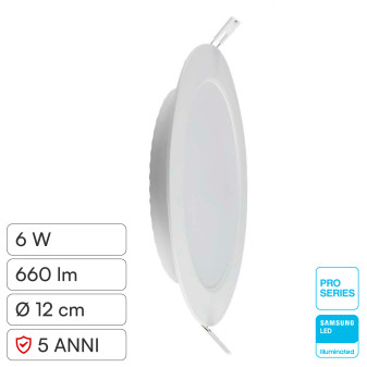V-TAC PRO VT-61006 Mini Pannello LED Rotondo 6W SMD da Incasso