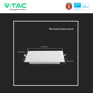 V-TAC PRO VT-61006 Mini Pannello LED Quadrato 6W SMD da Incasso
