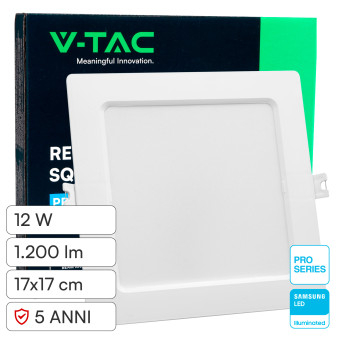 V-TAC PRO VT-61012 Mini Pannello LED Quadrato 12W SMD da Incasso