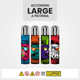 Clipper Large Accendino a Pietrina Cool Animals 48 Accendini
