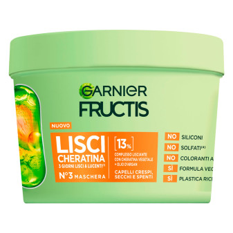 Garnier Fructis Lisci Cheratina Maschera Lisciante barattolo da 370ml