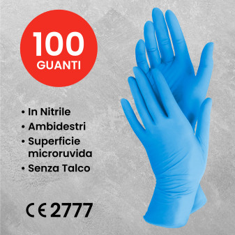 New Med Gloves Guanti Monouso Blu in Nitrile senza Talco