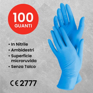New Med Gloves Guanti Monouso Blu in Nitrile senza Talco