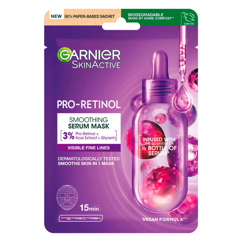 Garnier SkinActive Maschera Viso in Tessuto Pro-Retinol Levigante