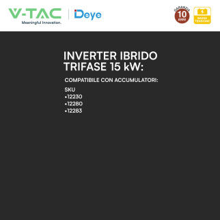 V-Tac Inverter Trifase Ibrido On-Grid / Off-Grid 15kW IP65