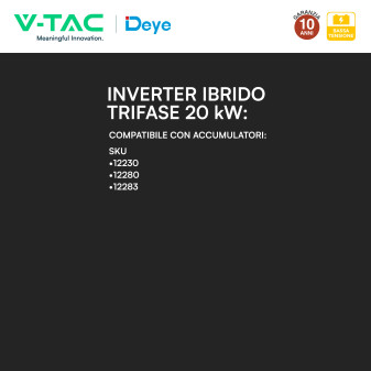 V-Tac Inverter Trifase Ibrido On-Grid / Off-Grid 20kW IP65