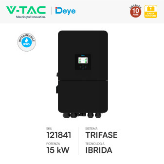 V-Tac Inverter Trifase Ibrido On-Grid / Off-Grid 15kW IP65