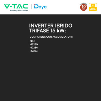 V-Tac Inverter Trifase Ibrido On-Grid / Off-Grid 15kW IP65