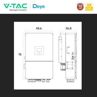 V-Tac Inverter Trifase Ibrido On-Grid / Off-Grid 15kW IP65