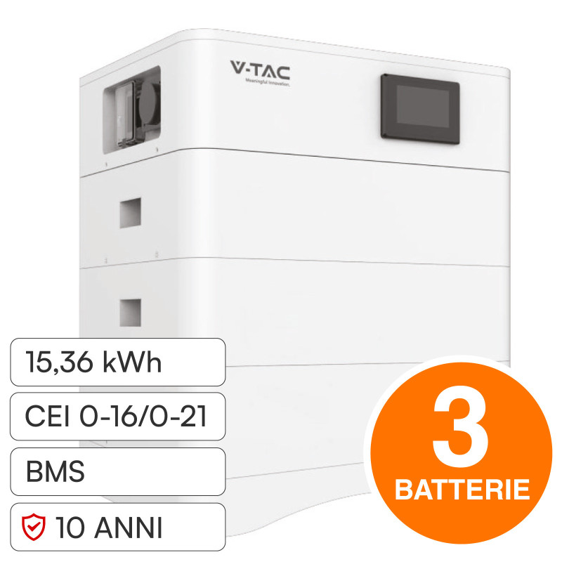 V-Tac Kit 3 Batterie BMS Stack LiFePO4 CEI 0-21 e 0-16