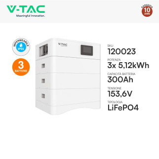V-Tac Kit 3 Batterie BMS Stack LiFePO4 CEI 0-21 e 0-16