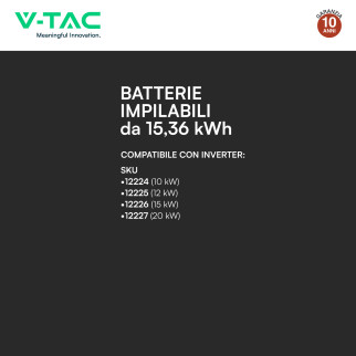 V-Tac Kit 3 Batterie BMS Stack LiFePO4 CEI 0-21 e 0-16