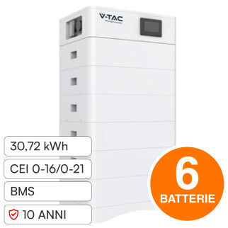 V-Tac Kit 6 Batterie BMS Stack LiFePO4 Fotovoltaico CEI 0-21 0-16