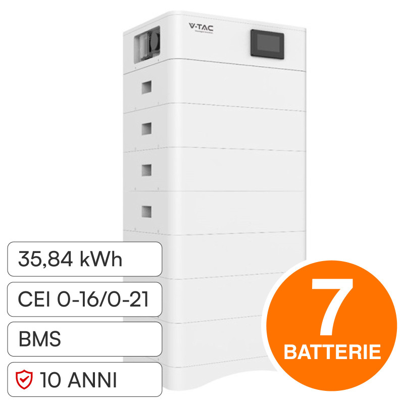 V-Tac Kit 7 Batterie BMS Stack LiFePO4 Fotovoltaico CEI 0-21 0-16