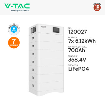 V-Tac Kit 7 Batterie BMS Stack LiFePO4 Fotovoltaico CEI 0-21 0-16