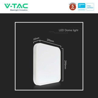 V-Tac VT-8624 Plafoniera LED Quadrata 24W SMD Chip Samsung IP44