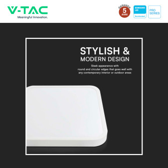 V-Tac VT-8624 Plafoniera LED Quadrata 24W SMD Chip Samsung IP44