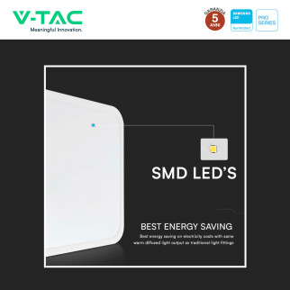 V-Tac VT-8624 Plafoniera LED Quadrata 24W SMD Chip Samsung IP44