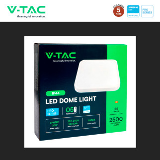 V-Tac VT-8624 Plafoniera LED Quadrata 24W SMD Chip Samsung IP44