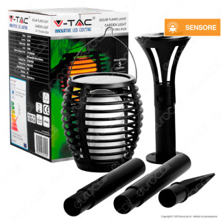 V-Tac VT-719 Lanterna da Giardino con Luce LED e Pannello Solare -