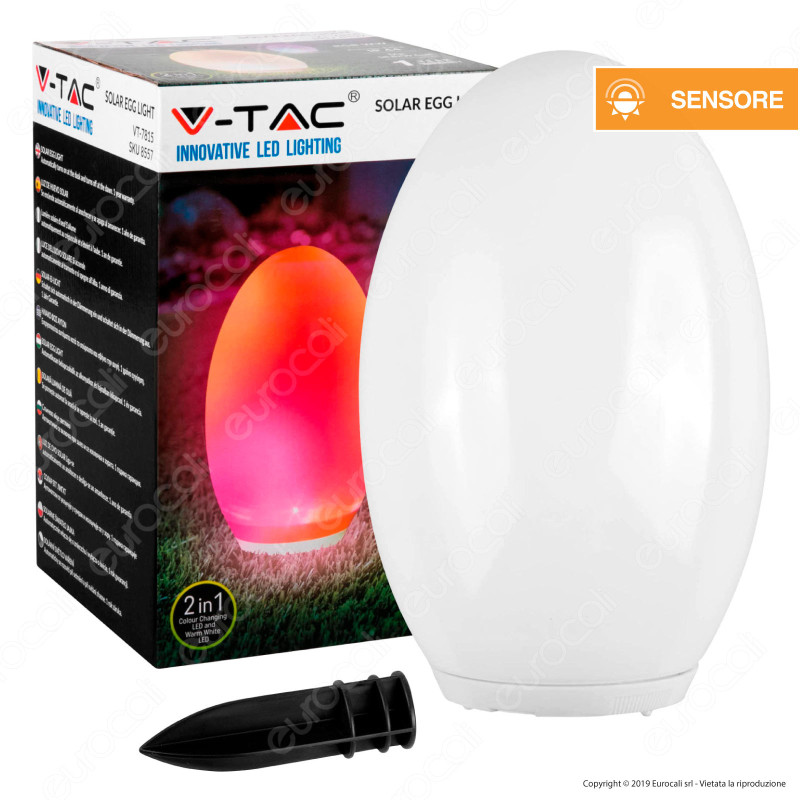 V-Tac VT-7815 Lampada Ovale con Luce LED RGB+W e Pannello Solare -