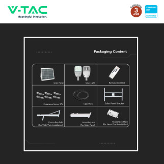 VT-ST303 Lampada Stradale LED con Pannello Solare IP65 V-Tac