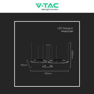V-Tac VT-7824 Lampadario LED a Sospensione 57W SMD Colore Nero