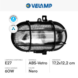 Plafoniera in Vetro per Lampadine E27 IP44 Velamp Turtle