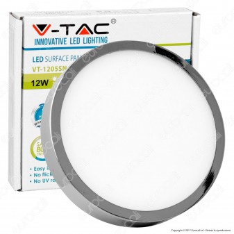 V-Tac VT-1205CH RD Pannello LED Rotondo 12W SMD Cromato con Driver -
