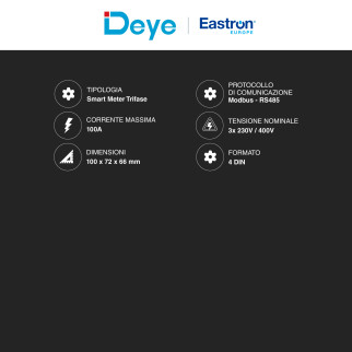 Eastron Misuratore Inverter Trifase Deye Solis 220-240V RS485 4P