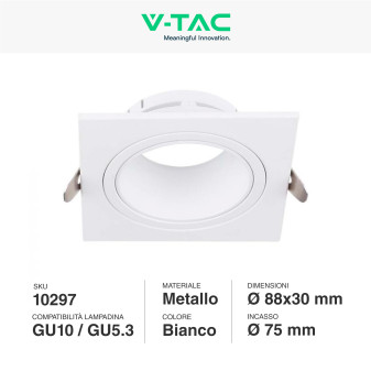 Portafaretto GU10 e GU5.3 (MR16) Bianco Fisso V-Tac VT-443