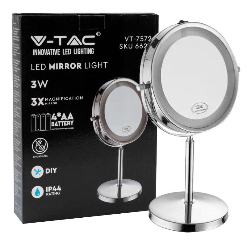 V-Tac VT-7572 Lampada LED 3W Specchio Ingrandimento 3x in Plastica