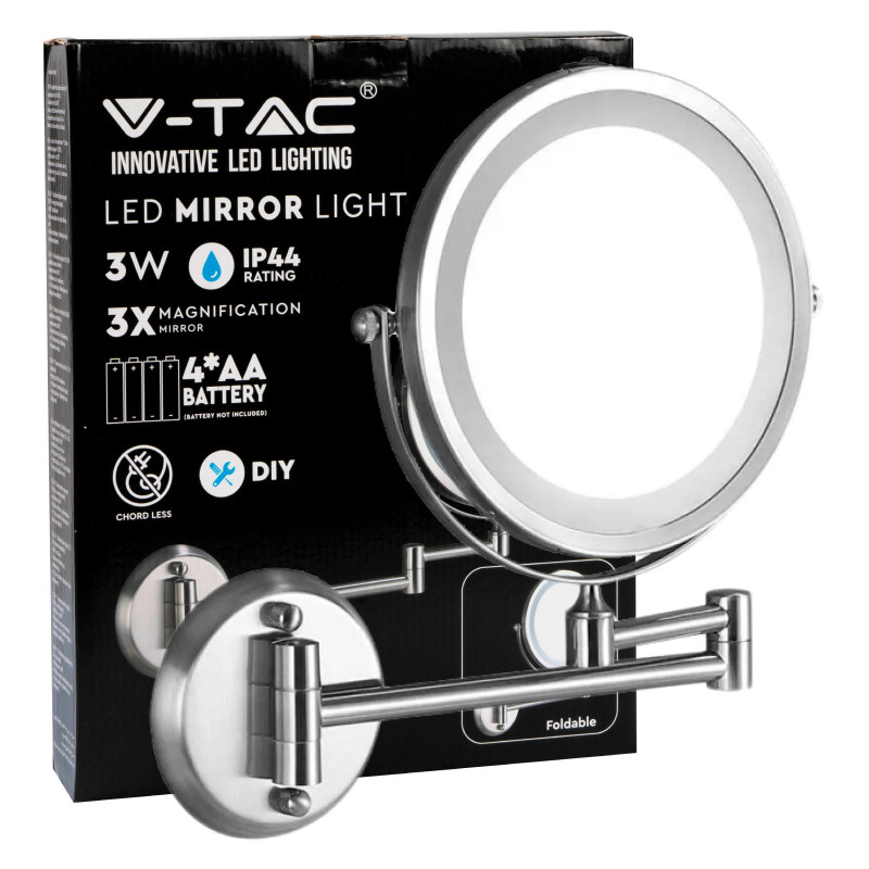 V-Tac VT-7571 Lampada LED 3W Specchio Bifacciale Ingrandimento 1x 3x